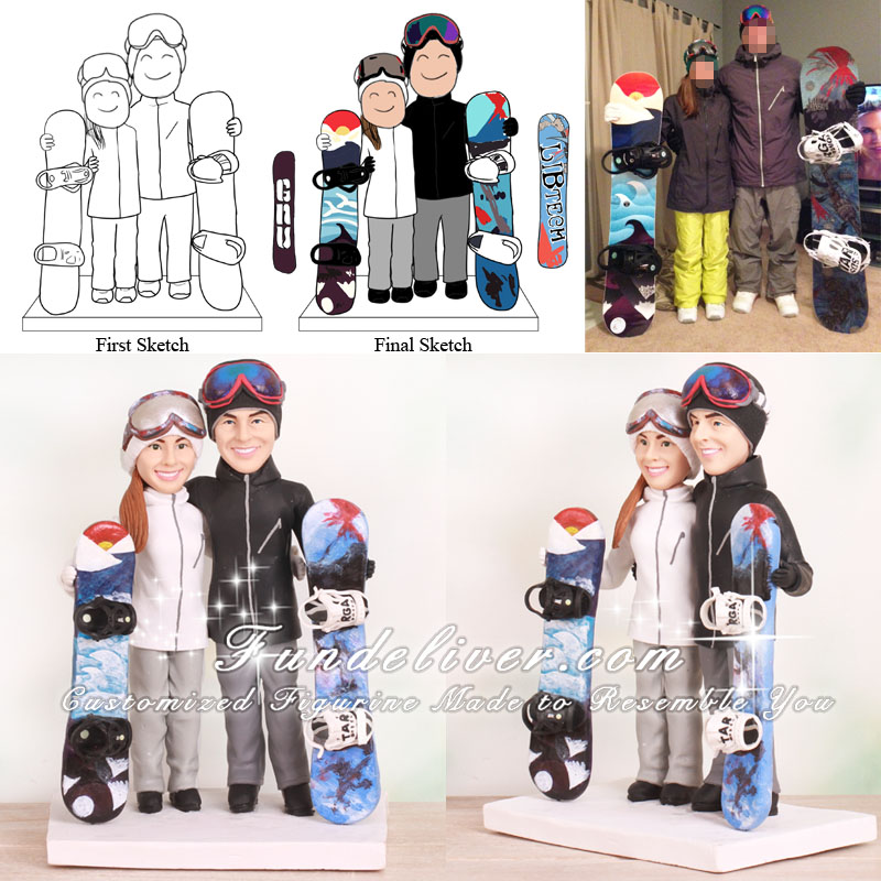 Snowboarder Wedding Cake Toppers